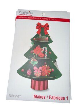 Recollections Christmas Paper Diorama Kit Tree Design 5" x 3.25" Includes Cardst